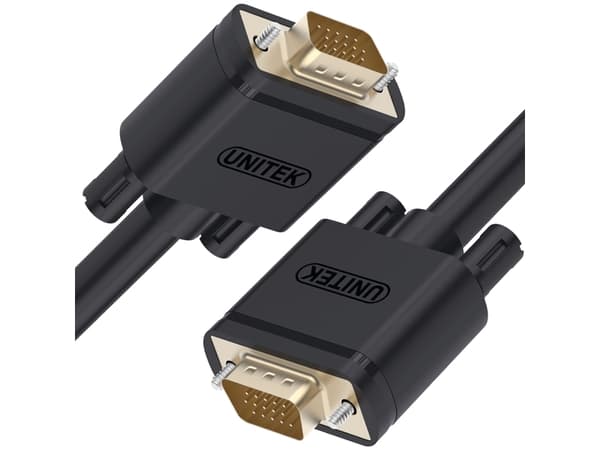 Unitek Y-C505G - VGA-kabel - HD-15 (VGA) (hann) til HD-15 (VGA) (hann) - 5 m - tommelskruer - svart