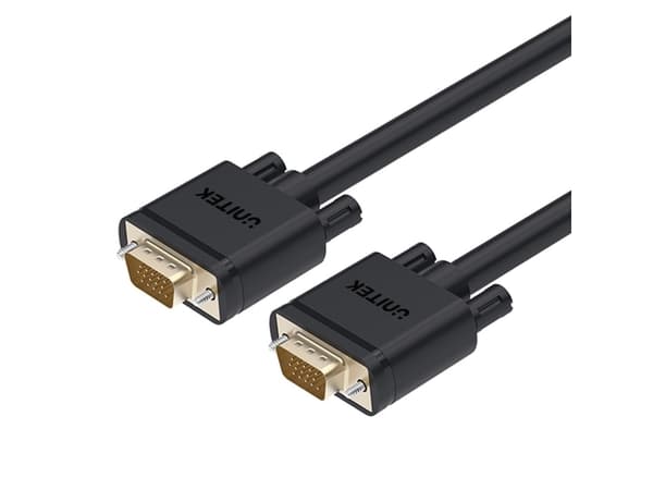 Unitek Y-C505G - VGA-kabel - HD-15 (VGA) (hann) til HD-15 (VGA) (hann) - 5 m - tommelskruer - svart