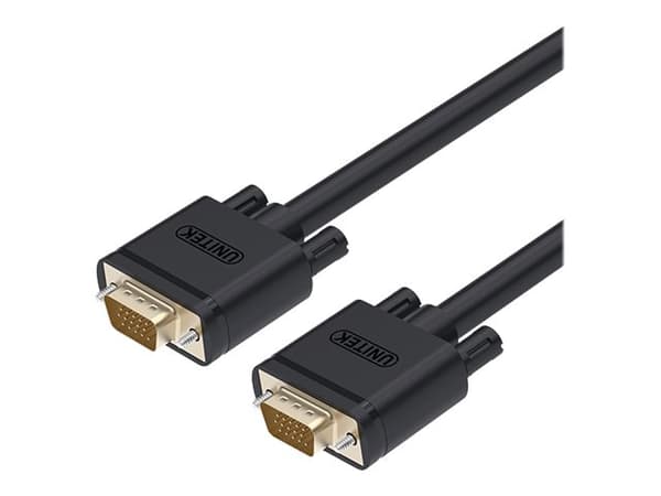 Unitek Y-C505G - VGA-kabel - HD-15 (VGA) (hann) til HD-15 (VGA) (hann) - 5 m - tommelskruer - svart