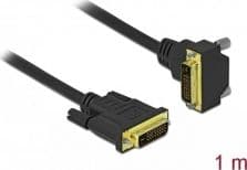 Delock - DVI-kabel - dubbel länk - DVI-D (hane) vinklad till DVI-D (hane) - 1 m - tumskruvar - svart