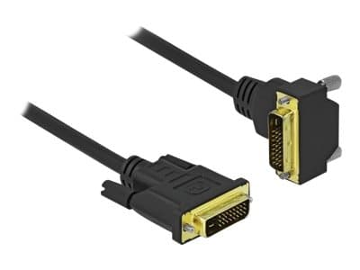 Delock - DVI-kabel - dubbel länk - DVI-D (hane) vinklad till DVI-D (hane) - 1 m - tumskruvar - svart
