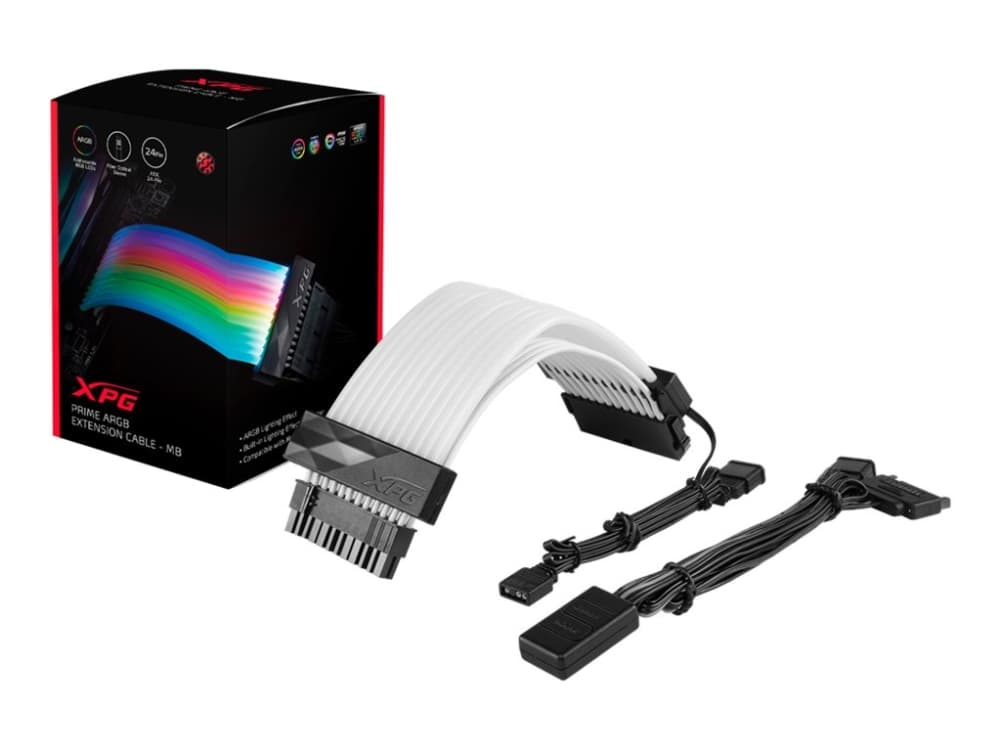 XPG Prime ARGB Extension Cable - Förlängningskabel för ström - 24-pin ATX (hona) till 24-pin ATX, 4-polig adresserbar RGB LED-kontakt (hane) - 5 V -