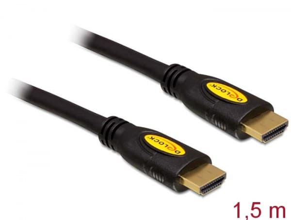 Delock High Speed - HDMI-kabel med Ethernet - HDMI hann til HDMI hann - 1.5 m - svart