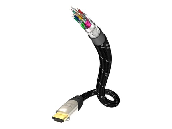 in-akustik Excellence - High Speed - HDMI-kabel - HDMI hann til HDMI hann - 3 m - skjermet - svart, sølv - solid, 4K-støtte