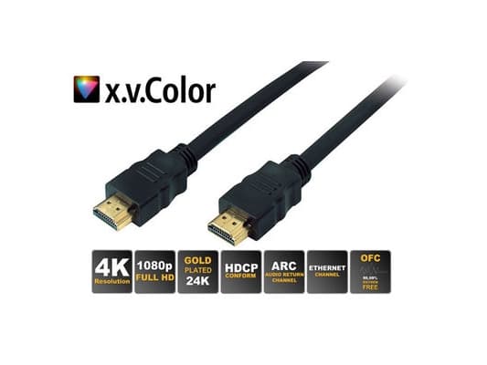 S-Conn HDMI A/A 2m, 2m, HDMI Type A (Standard), HDMI Type A (Standard), 8,16 Gbit/sek., Svart