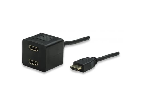 Techly ICOC-HDMI-F-002, 0,3 m, HDMI Type A (Standard), 2 x HDMI Type A (Standard), Svart