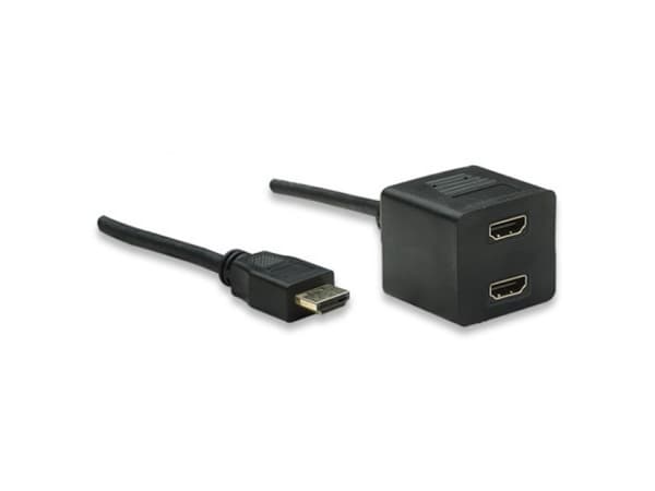 Techly ICOC-HDMI-F-002, 0,3 m, HDMI Type A (Standard), 2 x HDMI Type A (Standard), Svart