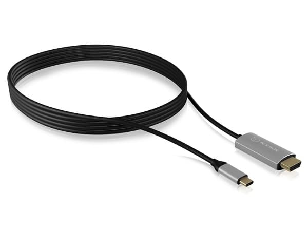 ICY BOX HDMI Tilslutningskabel HDMI-A-stik 1.8 m Sort, Sølv 60373 #####4K UHD HDMI-kabel