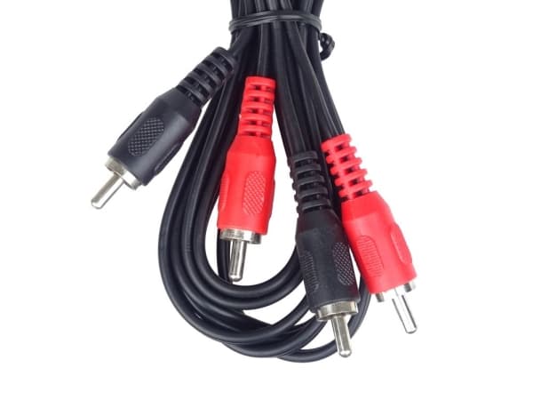 PremiumCord KJACKCMM2-2, 2 x RCA, hane, 2 x RCA, hane, 2 m, Svart, Röd