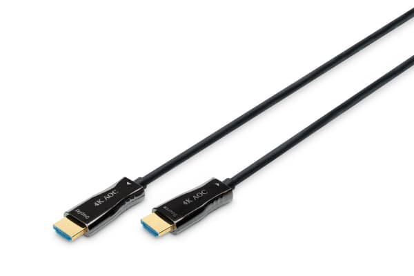 DIGITUS - Premium High Speed - HDMI-kabel med Ethernet - HDMI hann til HDMI hann - 30 m - dobbeltisolert - svart - 4K-støtte, aktiv optisk hybridkabe