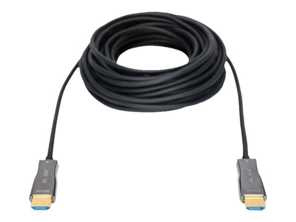 DIGITUS - Premium High Speed - HDMI-kabel med Ethernet - HDMI hann til HDMI hann - 30 m - dobbeltisolert - svart - 4K-støtte, aktiv optisk hybridkabe