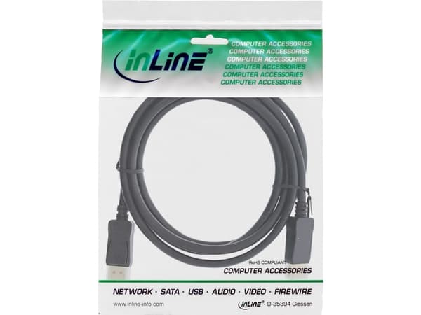 InLine 17201P, 1 m, DisplayPort, DisplayPort, Hankjønn, Hankjønn, 7680 x 4320 piksler