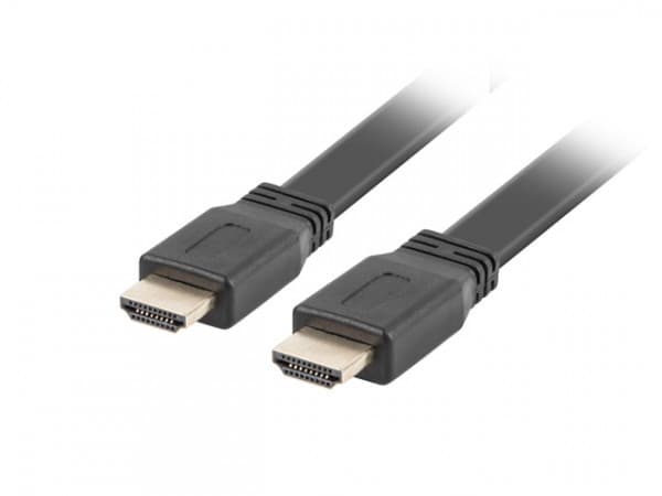 Lanberg - Premium High Speed - HDMI-kabel med Ethernet - HDMI hann til HDMI hann - 5 m - svart - flat, 4K-støtte, 1080p-støtte