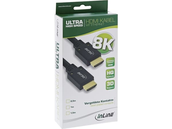 InLine 17901P, 1 m, HDMI Typ A (standard), HDMI Typ A (standard), 3D kompatibilitet, 48 Gbit/s, Svart