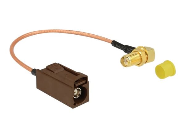 Delock - Antennekabel - FAKRA F-kontakt hunn til SMA hann vinklet - 20 cm - koaksial
