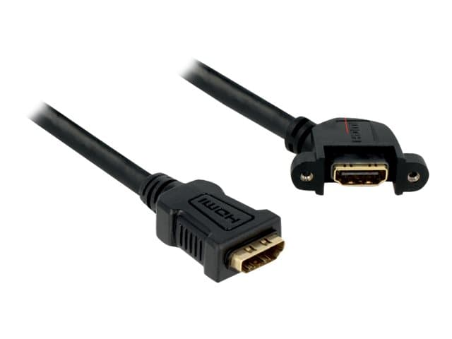Delock Panel-mount - HDMI-kabel - HDMI hun til HDMI hun - 25 cm - sort - 110° stikforbindelse