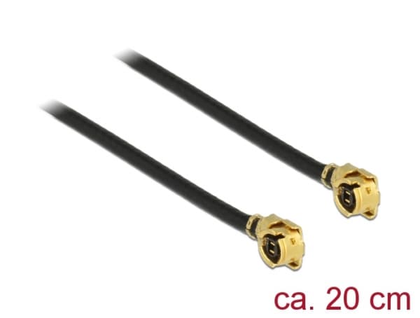 Delock - Antennekabel - MHF/U.FL plugg vinklet til MHF/U.FL plugg vinklet - 20 cm - koaksial - svart
