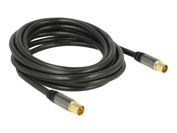 Delock - Antennekabel - IEC-kobling hann til IEC-kobling hunn - 3 m - 85 dB - svart