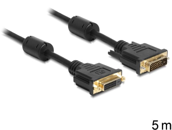 Delock - DVI-kabel - DVI-D (hunn) til DVI-D (hann) - 5 m - svart