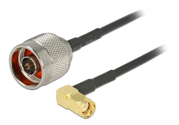 Delock - Antennekabel - RP-SMA (P) vinklet til N-kontakt (P) - 30 cm - koaksial - CFD-200 - svart