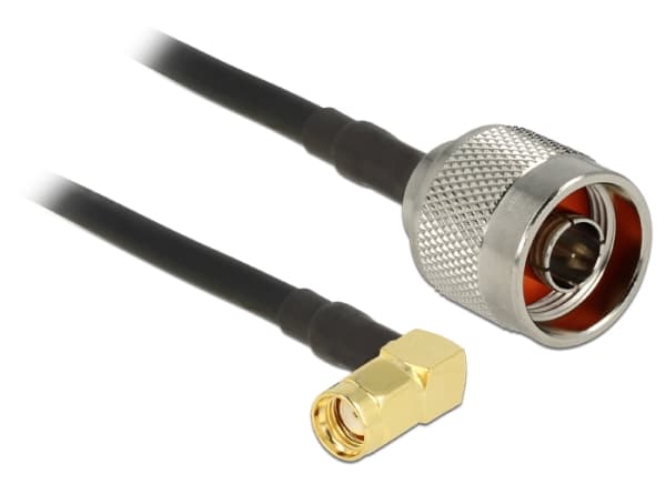 Delock - Antennekabel - RP-SMA (P) vinklet til N-kontakt (P) - 30 cm - koaksial - CFD-200 - svart