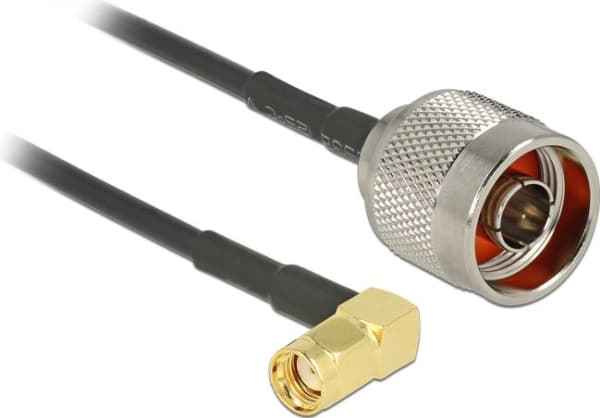 Delock - Antennekabel - N-kontakt plugg rett til RP-SMA plugg vinklet - 30 cm - koaksial - svart
