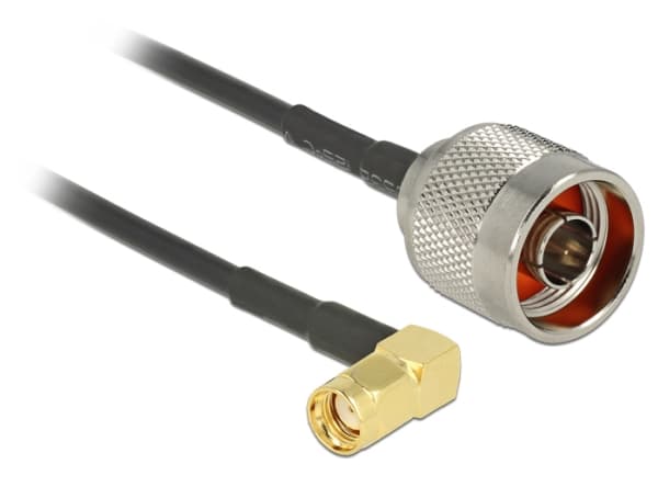 Delock - Antennekabel - N-kontakt plugg rett til RP-SMA plugg vinklet - 30 cm - koaksial - svart