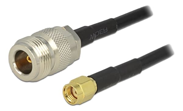 Delock - Antennekabel - RP-SMA (hann) til N-kontakt (hunn) - 1 m - LMR-195 - svart
