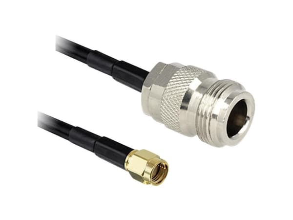 Delock - Antennekabel - RP-SMA (hann) til N-kontakt (hunn) - 1 m - LMR-195 - svart