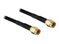 Delock - Antennekabel - RP-SMA (hann) til RP-SMA (hann) - 10 m - LMR-195 - svart
