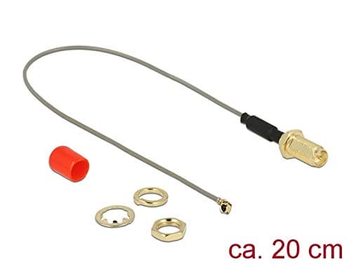 Delock - Antennekabel - RP-SMA beholder til MHF/U.FL plugg - 20 cm - koaksial - grå