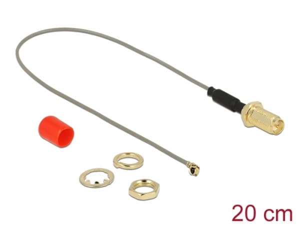 Delock - Antennekabel - RP-SMA beholder til MHF/U.FL plugg - 20 cm - koaksial - grå
