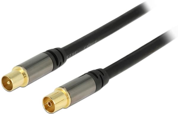 Delock - Antennekabel - UHF-kontakt hunn til UHF-kontakt hann - 1 m - koaksial - svart