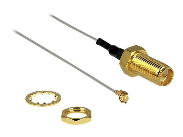 Delock - Antenneadapter - I-PEX hann til RP-SMA hann - 20 cm - grå - for P/N: 95254