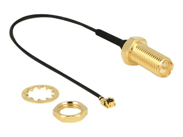 Delock - Antennekabel - RP-SMA (hunn) til I-PEX (hann) - 10 cm - koaksial - svart