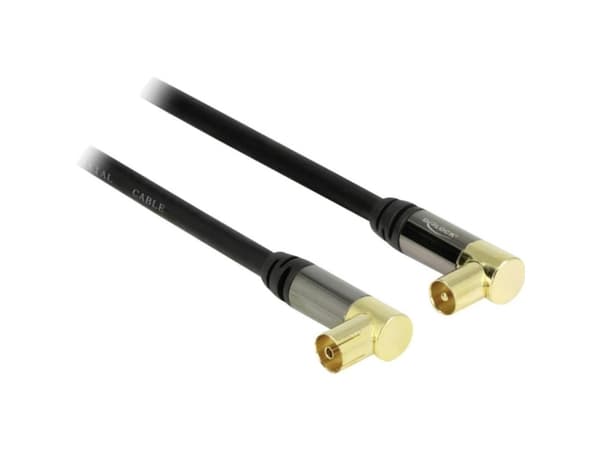 Delock - Antennekabel - UHF-kontakt hunn til UHF-kontakt hann - 2 m - koaksial - svart - vinkelkontakt