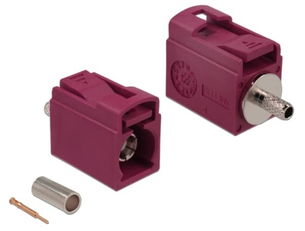 Delock 21 mm (short) for crimping - RF-kontakt - FAKRA L-kontakt hunn klemforbindelse - karminrød, RAL 3002