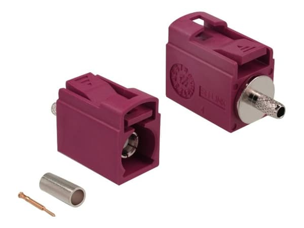 Delock 21 mm (short) for crimping - RF-kontakt - FAKRA L-kontakt hunn klemforbindelse - karminrød, RAL 3002