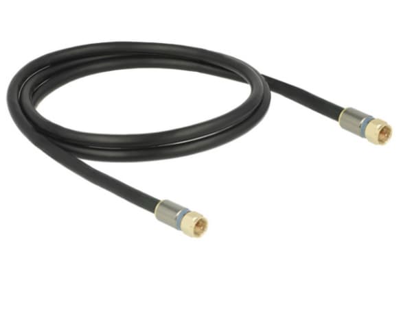 Delock Premium - RF-kabel - F-kontakt hane till F-kontakt hane - 10 m - fyrdubbelt skärmad - 120 dB - svart
