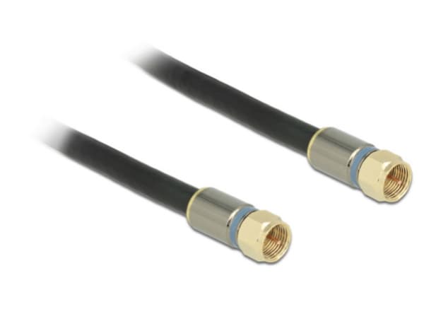 Delock Premium - RF-kabel - F-kontakt hane till F-kontakt hane - 10 m - fyrdubbelt skärmad - 120 dB - svart