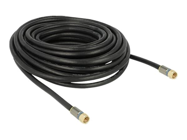 Delock Premium - RF-kabel - F-kontakt hane till F-kontakt hane - 10 m - fyrdubbelt skärmad - 120 dB - svart
