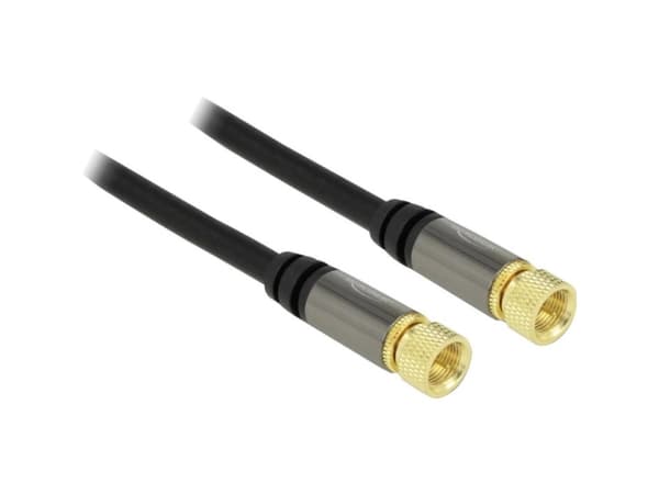 Delock - Antennekabel - F-kopling hann til F-kopling hann - 3 m - 85 dB - svart