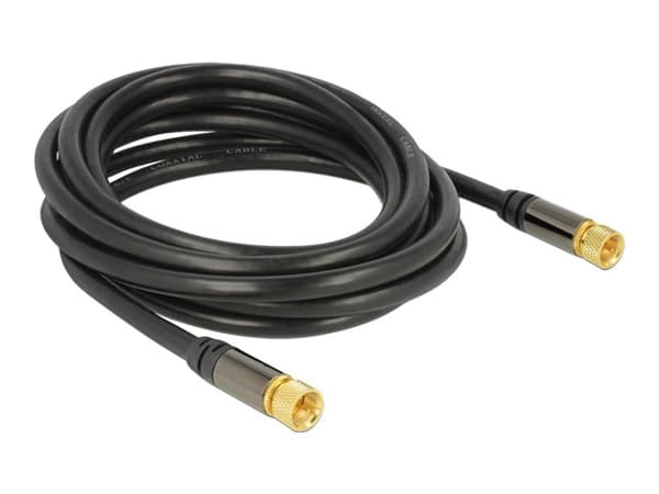 Delock - Antennekabel - F-kopling hann til F-kopling hann - 3 m - 85 dB - svart