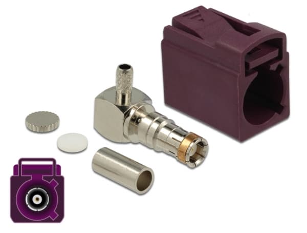 Delock FAKRA D jack 90° for crimping - Modulinnlegg - FAKRA D - rødvinsfiolett, RAL 4004