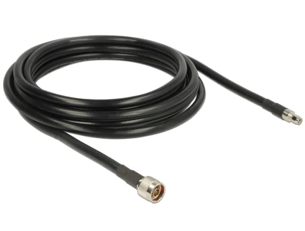 DeLock CFD400 LLC400 lavt tap - antennekabel - N-tilkobling (S) til RP-SMA (S) - 5 m - coax - svart (13023)