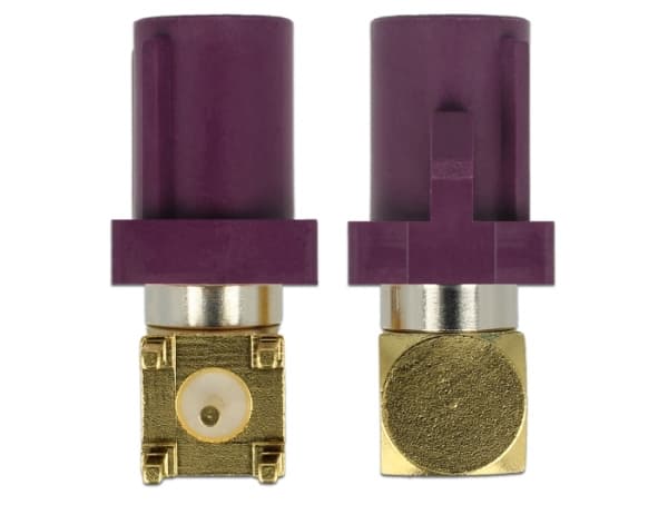 DeLOCK 89775, FAKRA D, Hanstik, 90°, Guld, Guld, Rustfrit stål, Violet, Messing, Bronze, Nikkel, Plast