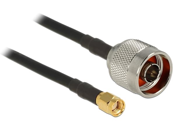 Delock - Antennekabel - RP-SMA hann til N-kontakt hann - 1 m - svart