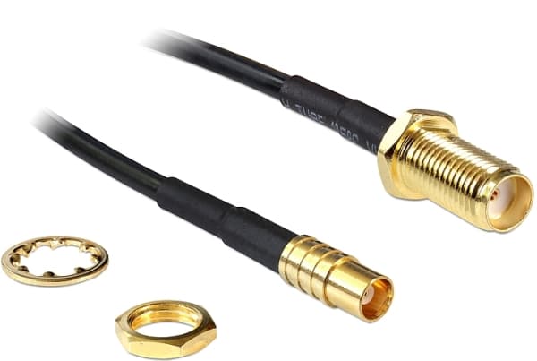 Delock - Antennekabel - MCX (hunn) til SMA (hunn) - 20 cm - RG-174 - svart