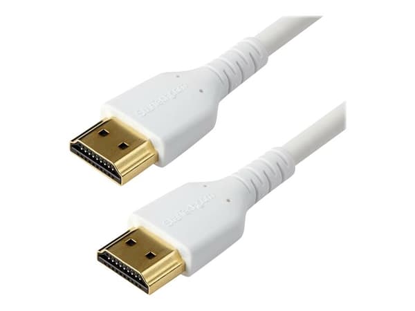 StarTech.com RHDMM1MPW HDMI-kabel (4K 60Hz, 1m, høyhastighet, HDMI 2.0, TPE-kabel, med Ethernet, robust, aramidfiber) hvit - Premium høyhastighets HD