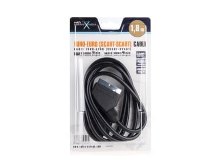 NATEC NKA-0355, 1,8 m, SCART (21-pin), SCART (21-pin), Hankjønn, Hankjønn, Svart